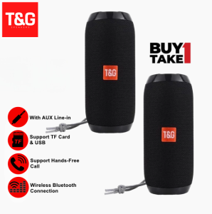 T&G TG-117 Bluetooth V5.0 Super Bass Wireless Speaker with TF Card USB AUX In FM Radio Function and Strap