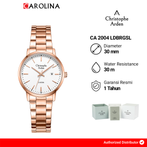 Jam Tangan Wanita Christophe Arden CA 2004 LDBRGSL White Dial Rose Gold Stainless Steel Strap