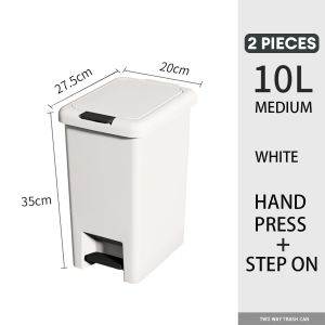 Multipurpose Trash Can with 2 Way Open Lid Garbage Container Wastebasket Foot Pedal Press Lid Recycling Japanese Style