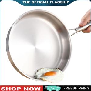 [VICKING6] 316 Stainless Steel Frying Pan With Lid Universal Steak Cooking Pot for Omelette Pancake Steak