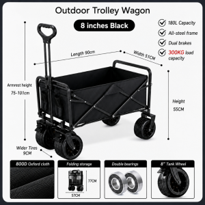 (SG Stock) 300L Outdoor Wagon Trolley Foldable Shopping Cart Camping Tool Truck Portable Camp Car营地车