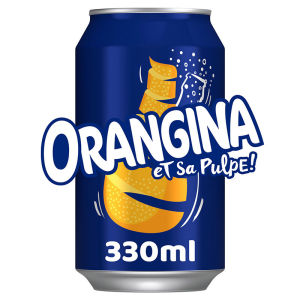 Orangina Sparkling Orange juice Drink 330 ml. 6 can ออเรนจินา เครื่องดื่มรสส้มโซดาผสมเนื้อส้ม จากฝรั่งเศส 330 มล 6 กระป๋อง