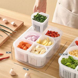 BLIVO กล่องถนอมอาหาร แยก 4/6ช่อง โปร่งใสกล่องเก็บอาหาร กล่องเก็บของในตู้เย็น กล่องบรรจุอาหารเด็ก กล่องเก็บผัก พร้อมฝาปิด