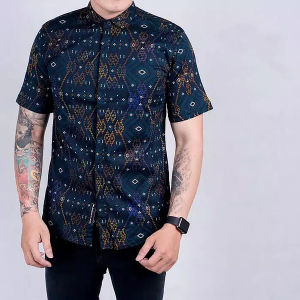DGM Kemeja Batik Pria Lengan Pendek Slimfit Salju Series 005 D