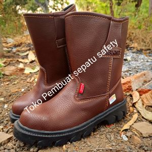 Sepatu safety proyek king skn ujunung besi keselamatan kerja pabrik pom brngkel lapangan tahan benturan sepatu safety boot kualitas mantul