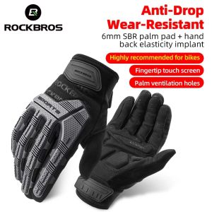 【Arrive In 3 Days】ROCKBROS Motorcycle Gloves MTB Non-slip Touch Screen Cycling Gloves SBR Shock Absorption Windproof Bike Riding Gloves Full Finger Men Women