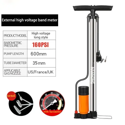 Bike Pump Motor High Pressure Bike Pump With Guage 160PSI Air Pump Manual Bicycle Pump Tire Inflator#CQ003#