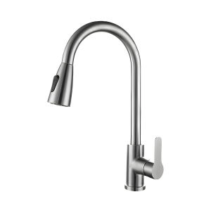 Stainless Steel Kitchen Sink Faucet 360°Swivel Pull Out Cold & Hot Supercharged Basin Mixing Tap