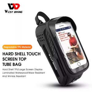 WEST BIKING Bike Bicycle Hard Shell Touch Screen Top Tube Bag Waterproof Storage Panniers MTB Road Bike Bag Bike Accessories