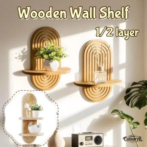 Boho Wooden Wall Shelf Arch Wall-Mounted Book Holder Storage Rack Living Room Wall Shelf Home Decor