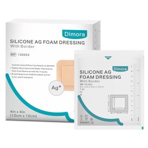 Dimora Silicone Foam Dressing 6 x 6(4.3" X 4.3" pad) Sacrum Wounds Waterproof Wound Dressing with Gentle Border High Absorbency Foam Bandages Silicone Self-Adhesive Patches5 Count