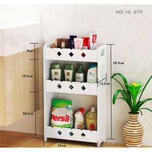 Kệ đựng đồ gia vị đa năng 2 - 3 tầng màu trắng chất liệu gỗ nhựa PVC kháng nước tuyệt đối dễ dàng vệ sinh - Win Decor