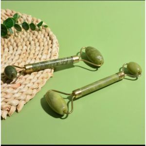 Đá Guasha Kết Hợp Cây Lăn Bằng Đá Tự Nhiên Serpentine Màu Xanh Mạ Giúp Nâng Cơ Thon Gọn Mặt - Thư Giãn - Nâng Cơ Mặt