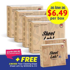 SESSOM & CO Sheet Lah! Laundry Detergent Sheet 4-Box Set 240 Sheets + Free Floor Cleaning Sheet 120 Sheets