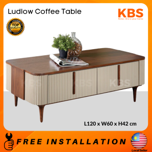 (FREE Installation+Shipping) KBS Ludlow 4FT Coffee Table / Drawers Storage / mid-century modern / L120 x W60 x H42 cm
