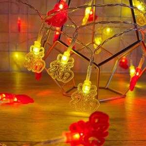 GRACE Flashing Red Lantern String Light Battery Powered Fuzi Spring Festival String Light Chinese 3/1.5M New Year String Light New Year Atmosphere Decoration
