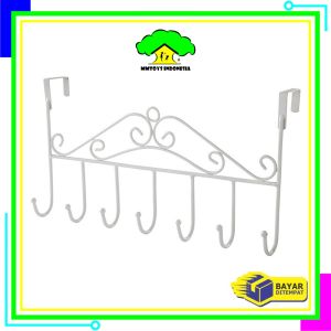 MI-C789 Gantungan Baju Belakang Pintu Multifungsi Tanpa Paku 7 Hook Steel Clothes Hanger Modern