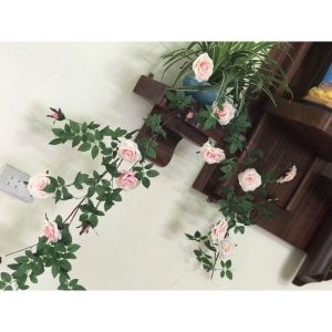 Hoa hồng leo giả .dây hoa hồng leo cao cấp 1m7.trang trí tường nhà quán cafestudio