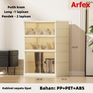 [Arfex]Rak Sepatu Lipat Anti Debu Lemari Multifungsi / Portable Susun Kotak  Rak Sepatu Tertutup Minimalis Pintu Transparan Kapasitas 3/6/9/ Pasang