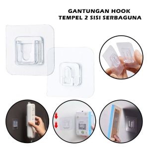 Gantungan tempel hook 2 sisi / tempelan dinding socket serbaguna