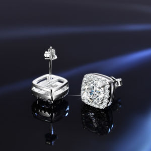 Hot-selling Douyin and Kuaishou influencer live streams S925 Pure Silver Moissanite Square Set Three-Piece Jewelry Set: Ring Earrings Necklace for Women 2026