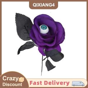 【QIXIANG4】 Hoa hồng Hoa nhân tạo với nhãn cầu Halloween ma đen giả Hoa