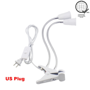 Flexible Aluminum E27 Base Light Socket Wire Clip Bulb Holder With on Off Switch Adjustable bracket