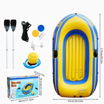 4-Person Inflatable Boat Heavy-Duty Rubber Kayak Thickened Fishing Boat Outdoor Rowing Inflatable Boat for River Lake Camping & Water Sports Complete Set with Accessories
