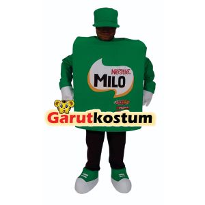 Kostum maskot badut karakter milo hijau lucu setelan costume