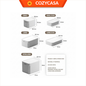 【COZYCASA】Ivory White Stackable Storage Box with Lid / Home Organizer Container