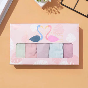 5PCS Womens Panties Underwear Middle Waist Panties Candy Color Cute Cotton Underwear Seluar Dalam