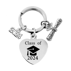 Stainless Steel Graduation Keychain Key Rings Stylish Key Graduation Keychain Suitable for 2024 Graduates
