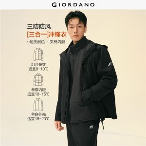 GIORDANO Men Jackets G-MOTION 3-In-1 Hooded Jackets Quilted Stand Collar Liner Fashionable Casual Jackets 01076676