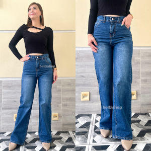 Celana Jeans Kulot Highwaist Wanita Wide Leg Panjang Tebal Premium Sachi Bluejeans - Bellzshop