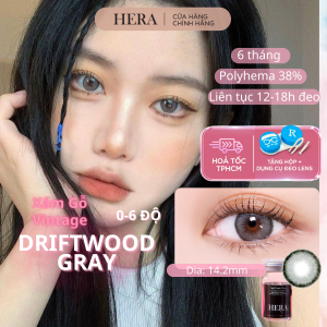 Lens Hera Xám Gỗ Vintage 0 - 6 Độ DRIFTWOOD GRAY Nhập Khẩu Hàn Quốc Kính Áp Tròng Cận 6 Tháng