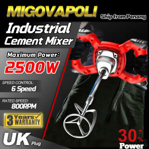 MIGO 2500W Electric Cement Mixer Machine Handheld 6 Speed Adjustable Stirrer Grout Mixing Tool Concrete Mortar Blender Paint Mesin Pengaduk