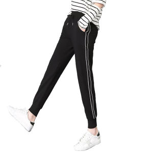 Quần jogger nữ Blue Chic dáng dài ống suông thun cạp chun năng động cá tính thể thao tập gym sọc nhí bo gấu