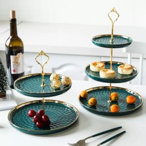 Tea Art Kiểu Bắc Âu Sáng Tạo Gốm Ba Lớp Đĩa Trái Cây Giá Bánh Tráng Miệng Để Bàn Gia Đình Phòng Khách Buổi Chiều Kẹo Trà Khay Đựng Đồ Ăn Nhẹ