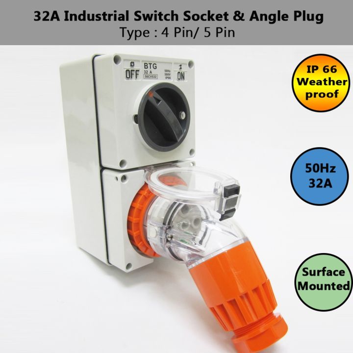 3H 56CV532 32A [4/Pin/5 Pin] IP66 Weatherproof Industrial Switch Socket