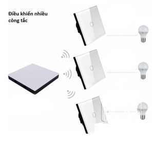 [TẶNG PIN] Công Tắc 3 NÚT Cảm Ứng Mặt Kính Phát Sóng RF 433Mhz- Điều khiển từ xa- MÀU ĐEN / TRẮNG