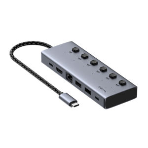Hagibis 6 in 1  USB C HUB Type-C Individual On/Off Switches Docking Station Type C to 100W PD 4K 60Hz HDMI  RJ45 Gigabit Ethernet USB3.0 USB C HUB Port For Laptops Macbook Pro Air Lenovo Surface Dell XPS HP Huawei  iPhone 16/15 Pro Windows Mac OS