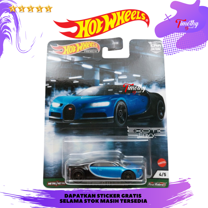 Hot Wheels Premium Bugatti Chiron Biru Exotic Envy Car Culture