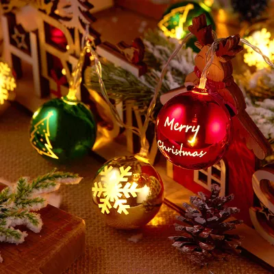 Gold Red Christmas Ball 5cm String Lights Battery Operated for Indoor Outdoor Home Christmas Xmas Holiday New Year Party Decoration