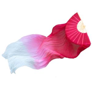 Women Belly Dance Fan Veil Colorful Bamboo Long Folding Fan Artificial Silk Fan Veil for Dancing Stage Performances