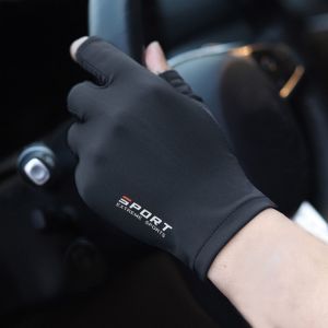 FXDFH Comfortable Thin Solid Color Driving Climb Mountains Silicone Non-slip Elastic Men Gloves Mittens Half Finger Gloves Ice Silk Gloves