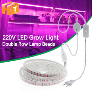 LED Grow Strip Full Spectrum Waterproof 180leds/m Double Row Lamp AC220V 1m/2m/3m/4m/5m/6m/8m/10m/15m/20m LED Grow Light 2835 LED Phyto lamps For Plants Flowers Greenhouses Hydroponic