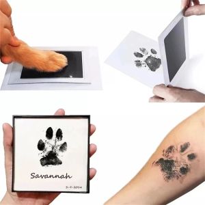 Keljtp lưu niệm dấu chân thú cưng pawprint dấu chân dấu tay không mực ô màu Bộ dụng cụ Dấu Chân dụng cụ cho thú cưng Dấu Chân trẻ sơ sinh Bộ đất nặn đồ chơi tay in chân