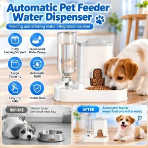 Smart Automatic Pet Feeder Automatic Pet Water Dispenser 2 In 1 Large Capacity Electric Circulating Drinking Fountain Cat Dog Food Bowl