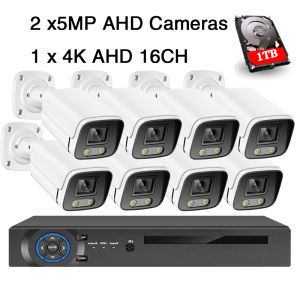 OVERSCAM16CH 5MP AHD CCTV Kit - Waterproof Bullet Cameras + iCSee 6-in-1 DVR | Face Detection | Full Color Night Vision | H.265+