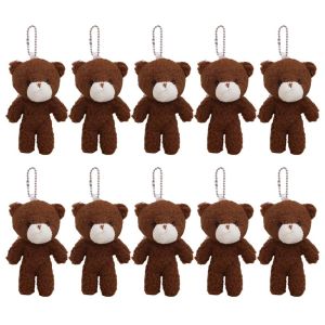 BEIBEI 10Pcs Stuffed Little Bear Plush Toy Keyring Cartoon Animal White Bear Plush Keychain Car Key Pendant Cute Bear Plush Dolls Schoolbag Ornaments